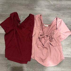 Stylish Women's V-Neck Tops - Red and Pink